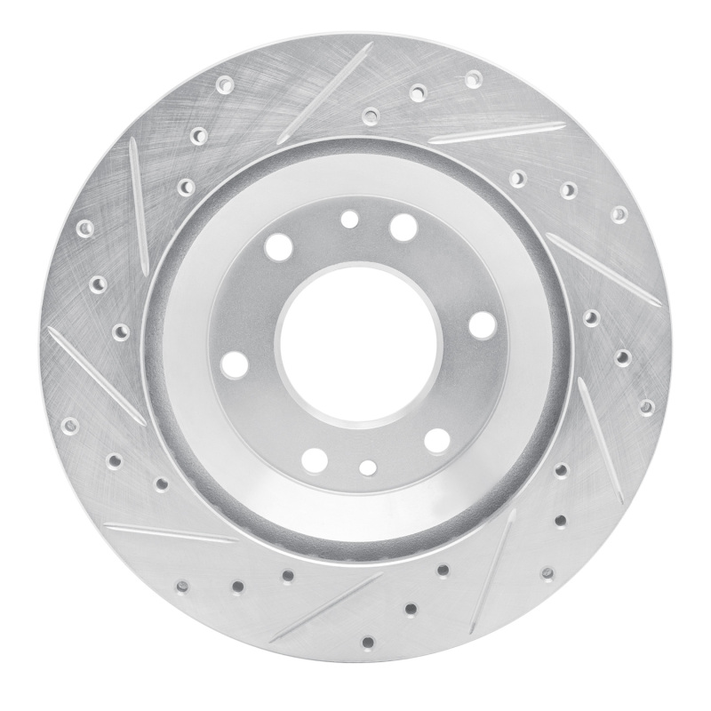 Buick Rainier Brake Rotor (1) - Front Right - R1 Concepts - Drilled & Slotted - Silver - `02-`05